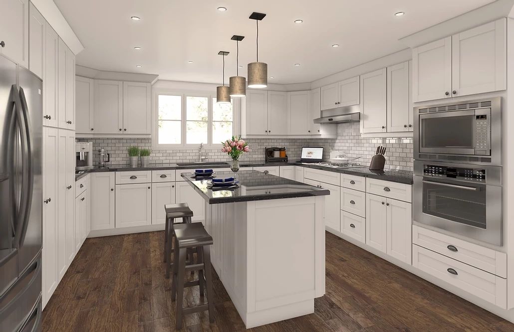 White Shaker Cabinets with Double Oven
