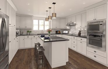 White Shaker Framed Kitchen Cabinets