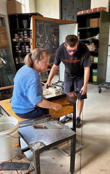 shaping a glass ornament