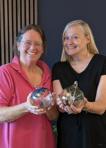 Tracy and I with the final products a few days later