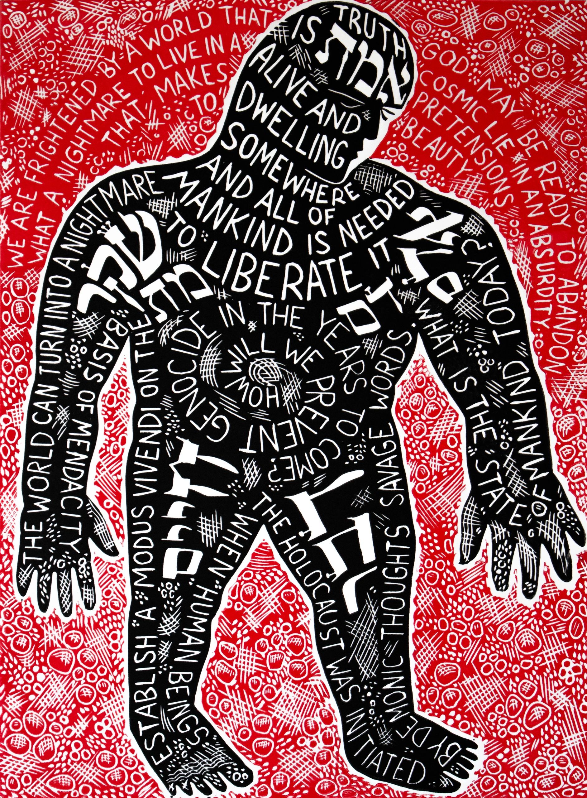 Truth / אמת
Black Golem, red background