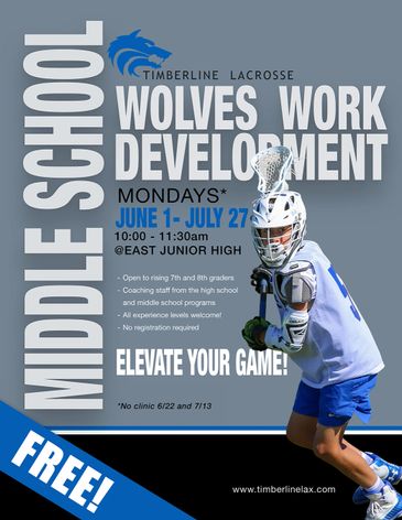5/20/2026 - Middle School Mondays with Timberline HS Coaches! Open to all skill levels of incoming 7