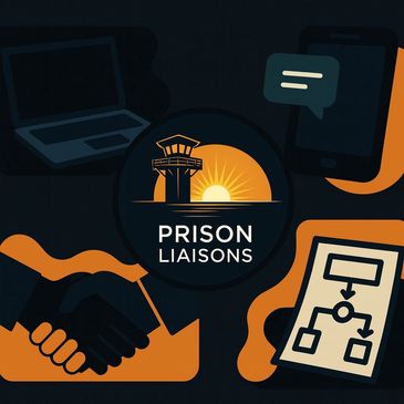 Logo for Prison Liaisons with handshake and communication icons.