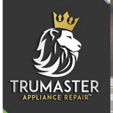 Logo of Trumaster Appliance Repair with a crowned lion head.