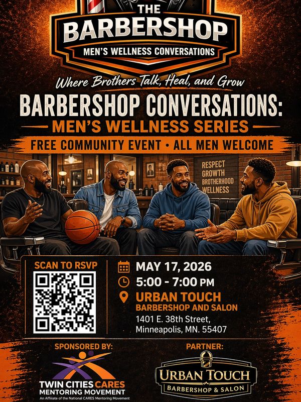 Barbershop Conversations on men's wellness, free event for all men, May 17, 2026.