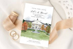 Wedding Venue Illustrations. Artistic invitation design for unique occasions.
Bespoke wedding. Water