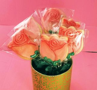 sugar cookie, chocolate chip, valentine, roses, bouquet