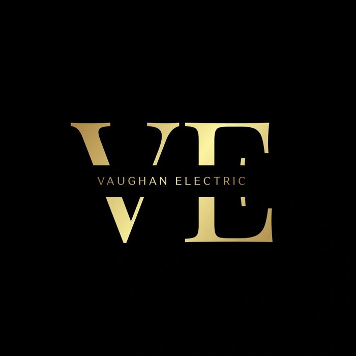 Gold "VE" initials with "Vaughan Electric" text on black background.
