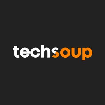 TechSoup logo with white and orange text on black background.
