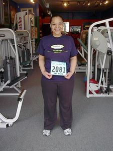 A picture of Deidre after completing her first 5K!