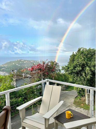 Double rainbow over coffee