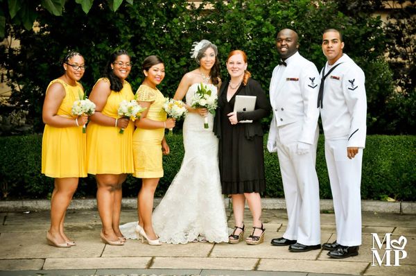 Photos with the officiant after this wedding at the Philadelphia Museum of Art.