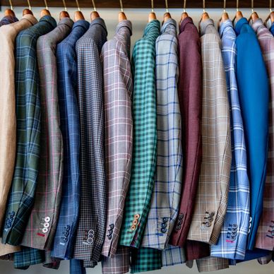 Men's sport coats and blazers custom made. Bold pattern sport coats bright colored blazers.