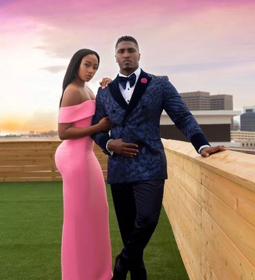 Bespoke pattered tuxedo coat with black dress pants black bow tie tuxedo shirt