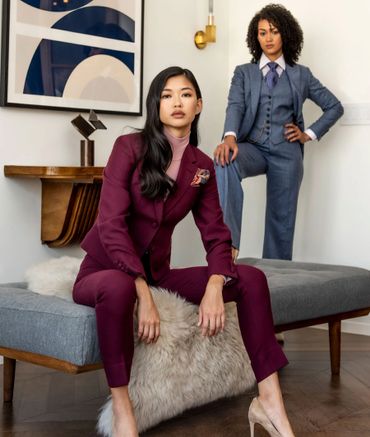 Woman's suits with vests woman's burgundy suit woman's grey suit woman's custom made suits
