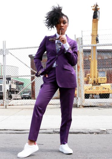 Woman's purple suit purple tie custom dress shirts for woman