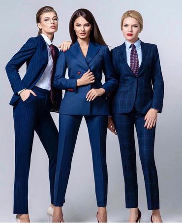 Bespoke suits for woman blue suits for woman double breasted suits for woman ties for woman