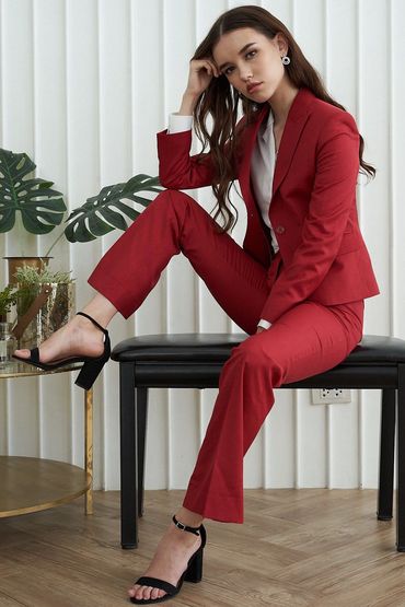 Woman's custom made red suit custom made white dress shirts for woman