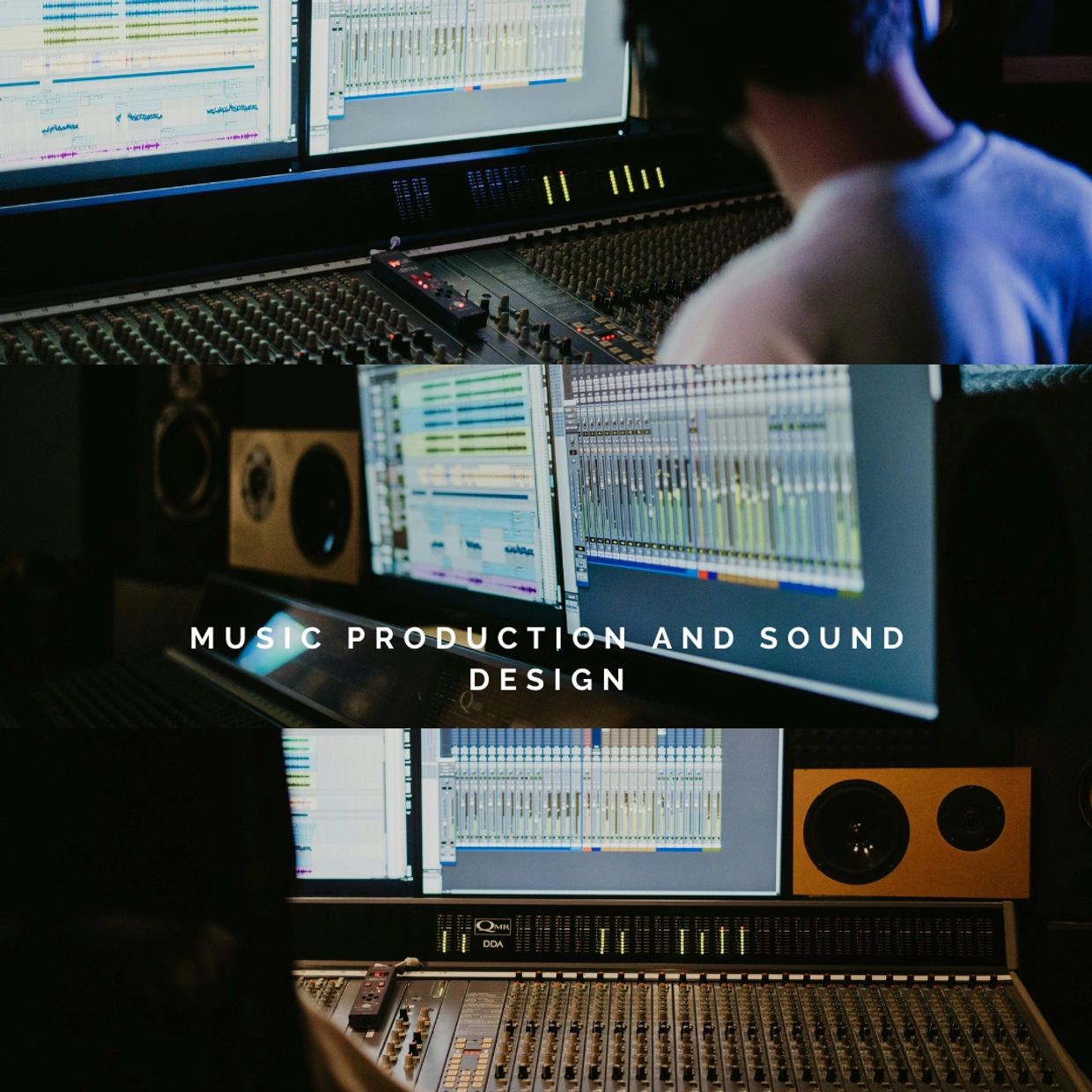 audio controls at mixing studio for sound