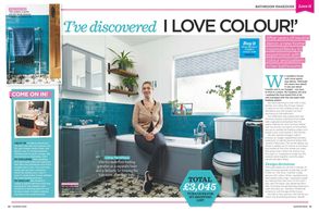 Style at Home, September 2019, bathroom makeover, pattern floor wall tiles, blue bathroom