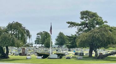 View across the cemetery grounds