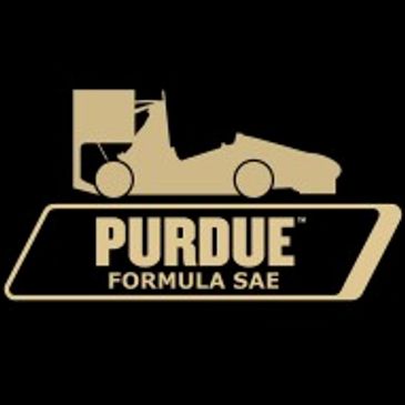Purdue Formula SAE team logo with race car silhouette.