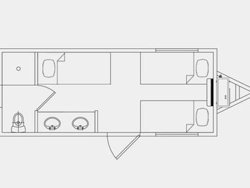 Dormitorio móvil con sanitario y lavabo