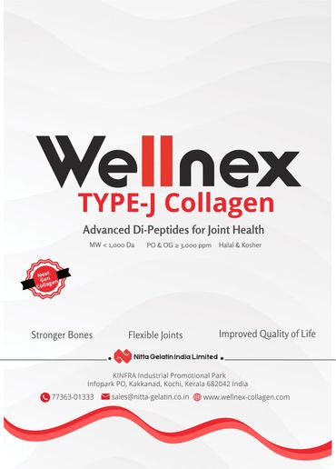Brochure Designing in India: Elegant collagen peptides brochure with vibrant graphics & information.