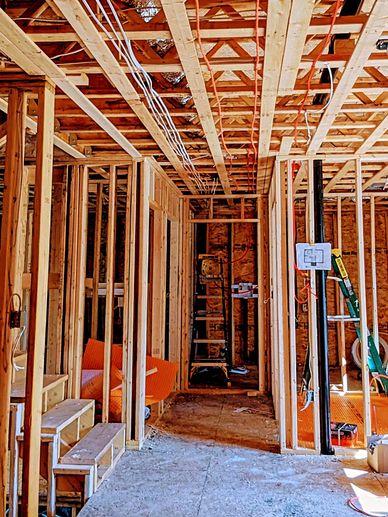 Residential electrical rough in, wire pull of electrical circuits