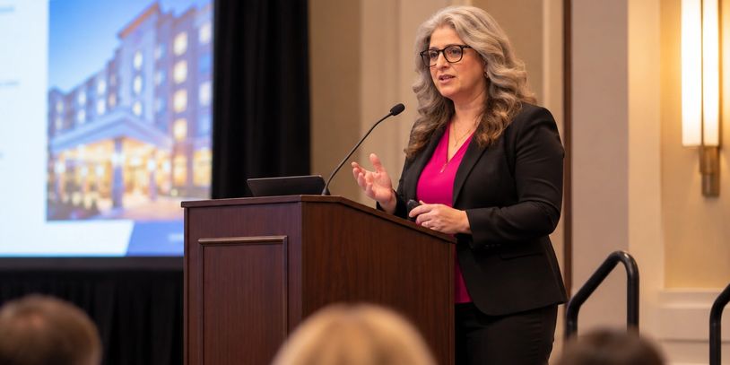 Karla Ellsworth presenting to Hotel Owners and Investors