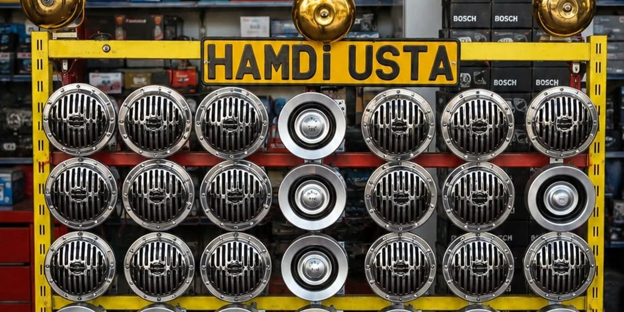 Hamdi Usta tabelası ve satılan araç zil sesleri.