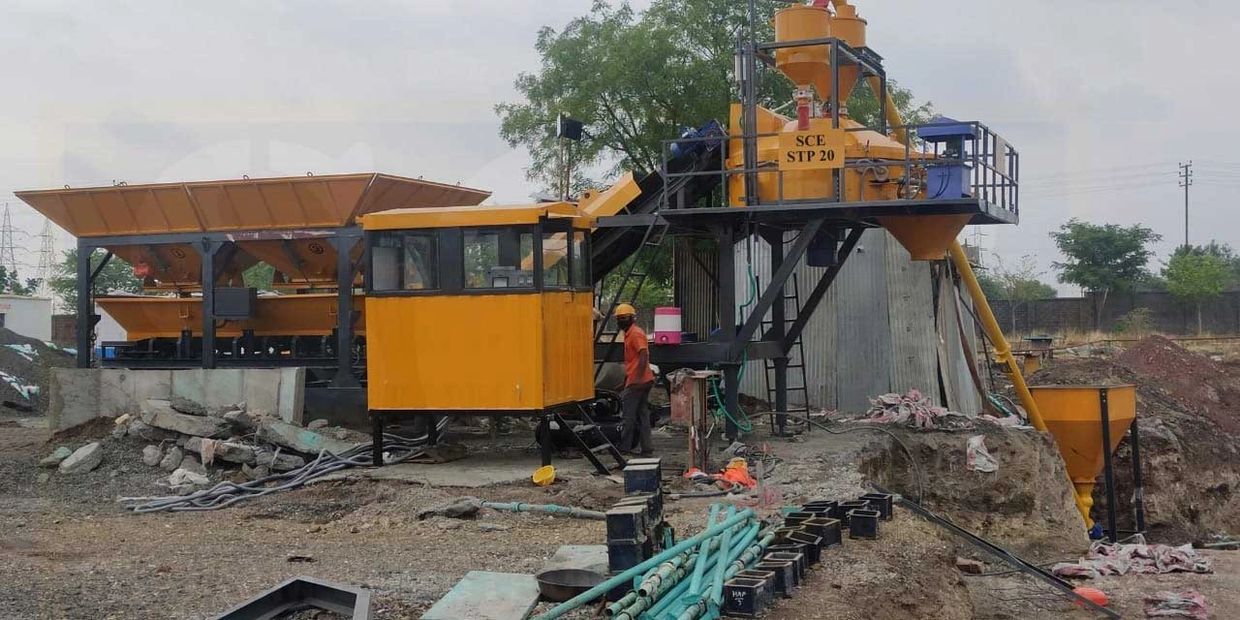 STP SERIES CONCRETE BATCHING PLANT WITH PAN MIXER TURBO PAN MIXER CONCRETE BATCHING PLANT, RMC PLANT