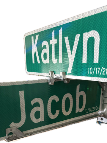 Street signs with names Katlyn and Jacob.