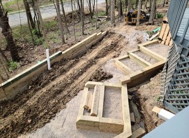 retaining wall and steps