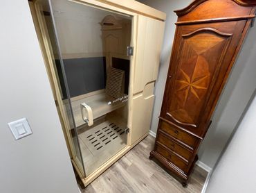 Custom infrared sauna room in a basement remodel in Frankfort
