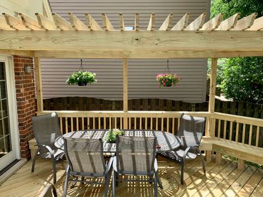 Custom pergola build in Downers Grove as part of a deck resurfacing and update