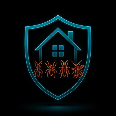 Neon shield protecting house from pests.