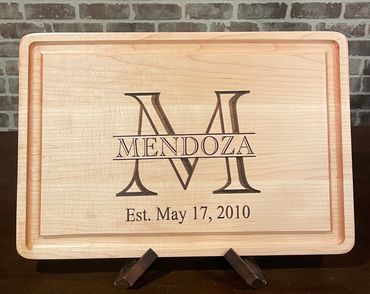 Closing Time Cutting/Charcuterie Personalized Board, Solid Maple 18" x 12" x 1" with juice groove