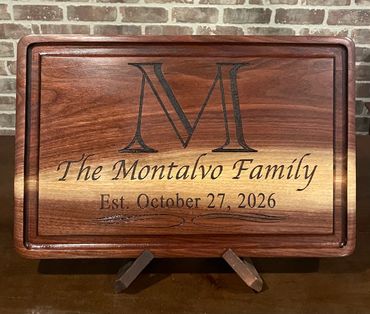 Prestige solid walnut cutting/serving board 18" x 12" x 1 1/2" with juice grooves