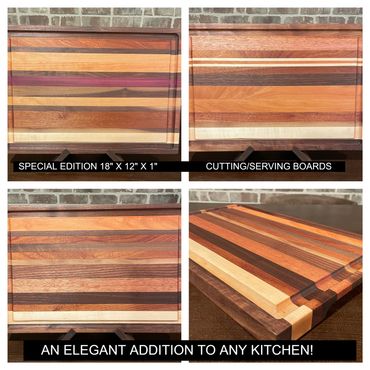 Special Edition Closing Time exotic woods EDGE grain Cutting/Serving boards. Limited quantities.