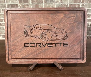18" x 12" x 1" Solid Walnut Large Closing Time Board With Line Art Image.