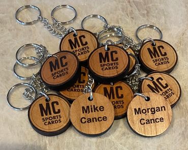 Cherry wood keychains. All keychains are 1/4" thick and beautifully finished. Design your own!