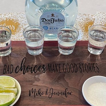 Walnut Flight Board in 4 shot glass configuration.