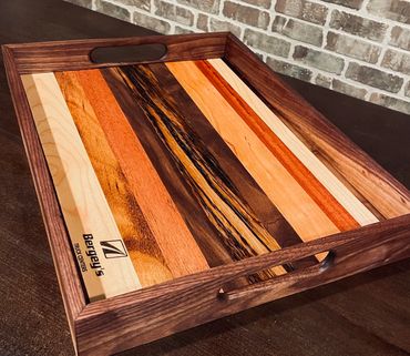 Fancy Me 2 Serving Tray in exotic hardwoods