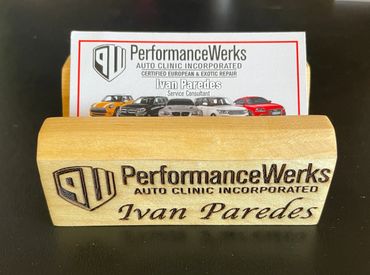 Elevate your brand with this exotic personalized business card holder . Great conversation piece!