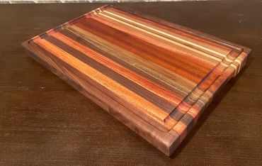 Rebel 51 Approximately 18" x 12" x 1" EDGE grain cutting/serving board with exotic hardwoods