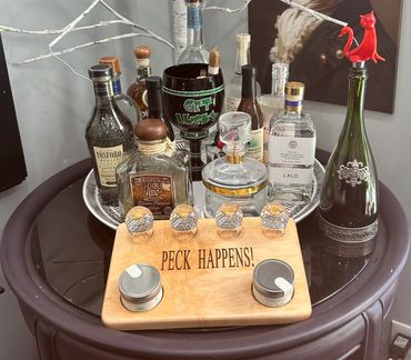 Maple Flight Board in 4 shot glass configuration.