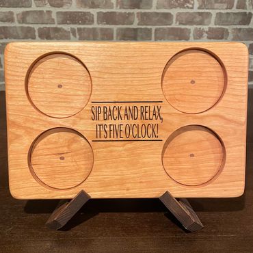 Cherry Flight Board in Whiskey glass configuration.