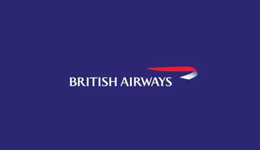 British Airways logo with red and white design on a blue background.