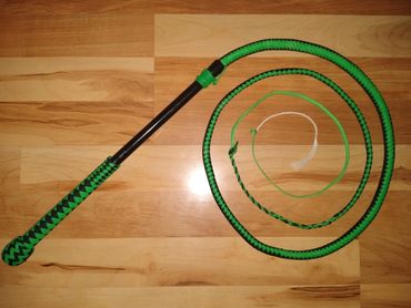 Black and Neon Green Hybrid Stock Whip